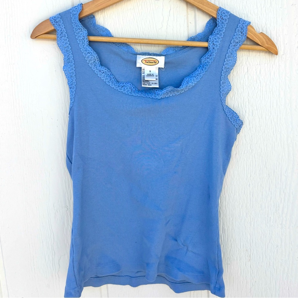 Vintage Talbots Blue Lace Trim Tank Top